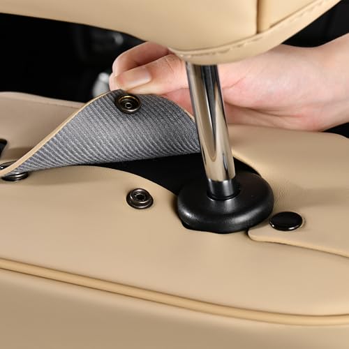 Image of FLORICH Front Seat Cover Car Seat Covers for Front Seats Waterproof Leather Truck Seat Cushion Protector Universal Fit for Most Cars Trucks SUV, Beige