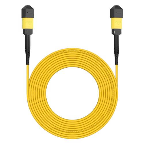 Image of AMPCOM MPO to MPO Trunk Cable 9 /125μm Singlemode OS1 /OS2(12 Fiber, MPO to MPO Female, Type B, LSZH /Riser, UPC, Yellow) 2m (6ft)
