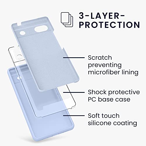 kwmobile Case Compatible with Google Pixel 6a Case - TPU Silicone Phone Cover with Soft Finish - Light Blue - Image 2