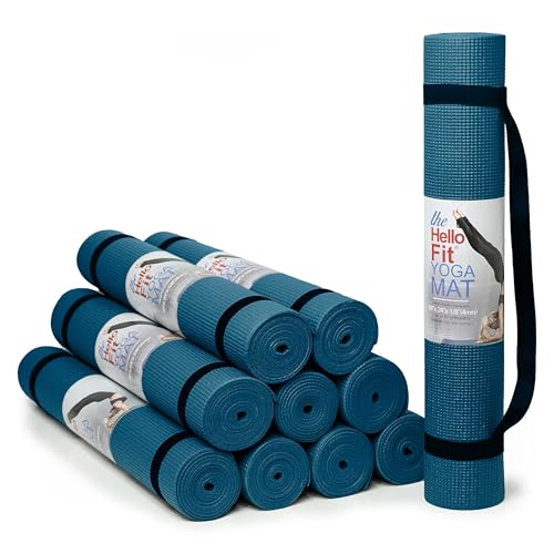 Hello Fit 10-Pack Yoga Mat With Carrying Strap, 68" x 24" Non Slip Exercise Mat, 4mm Thick Gym Mat, Bulk Non Toxic Yoga Mats for Home Workout and Studios