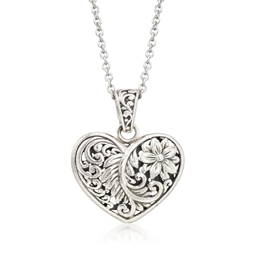 Ross-Simons Sterling Silver Bali-Style Heart Pendant Necklace