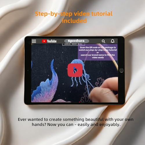 Image of Speedura 4-Set Embroidery Kit for Beginners - Easy Needlepoint Starter Kit for Adults to Learn Hand Embroidery with Stamped Designs, Cross Stitch Patterns, and Fun DIY Projects (Oceanic Treasures)