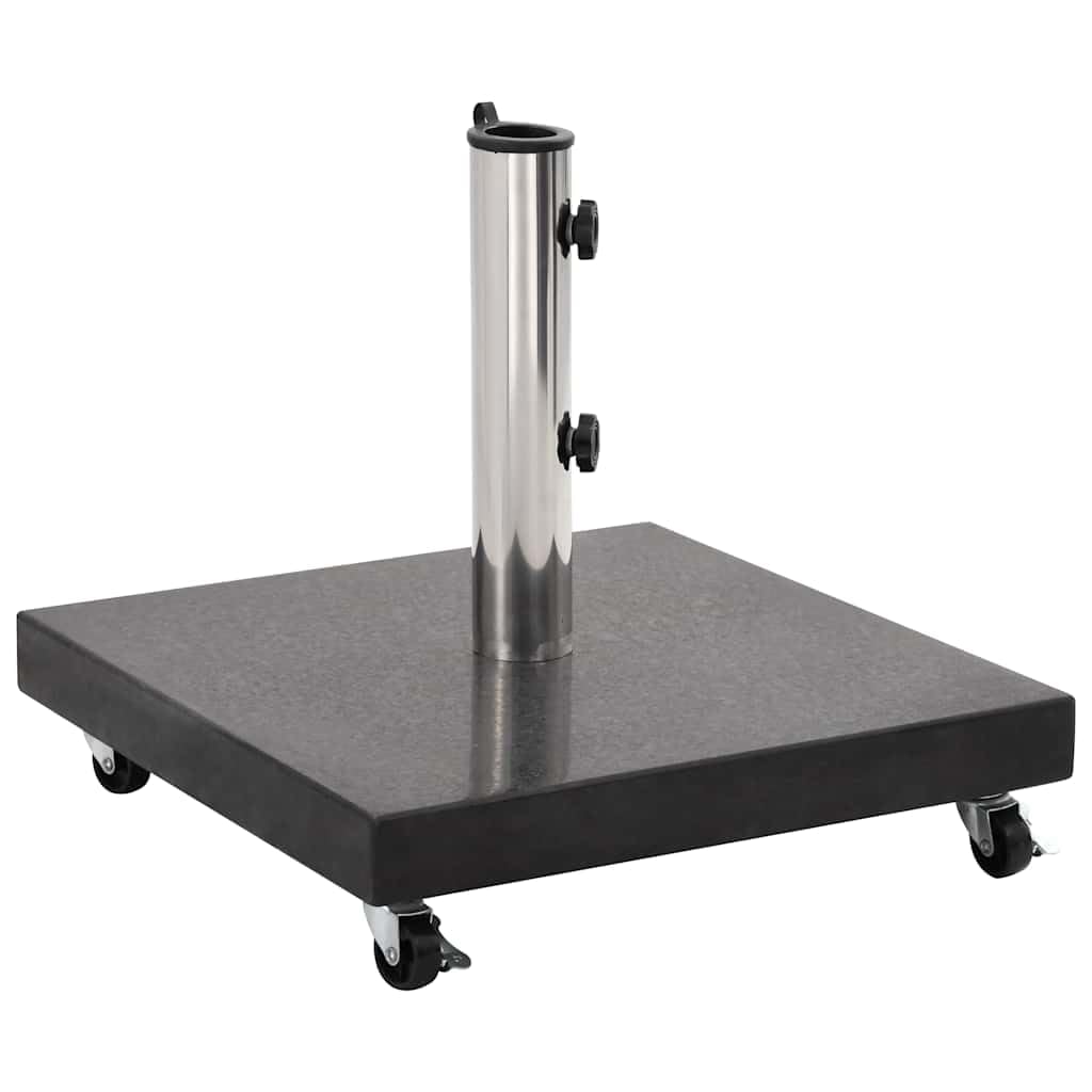 Granitowa podstawa parasola 30 kg, kwadratowa, czarna, z zamykanymi kółkami, trwała granitowa podstawa parasola do masztów 38 i 48 mm, stabilny stojak ogrodowy