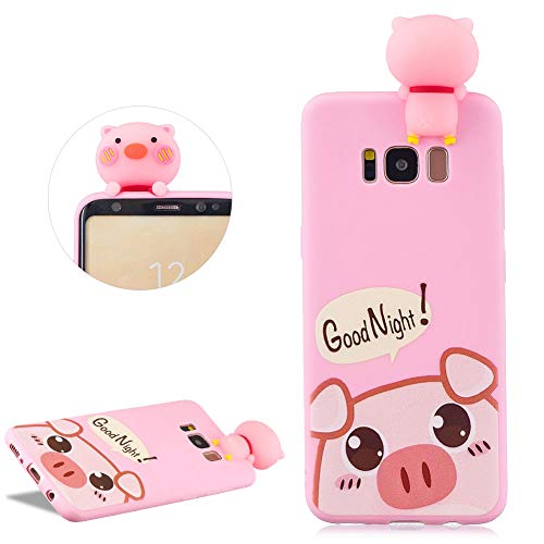 DasKAn Cartoon 3D Piggy Matte Silicone Case for Samsung Galaxy S8 Plus,Cute Animal Design Ultra Slim Solid Color Soft Rubber Back Cover Shockproof Flexible Gel TPU Protective Phone Case,Pink