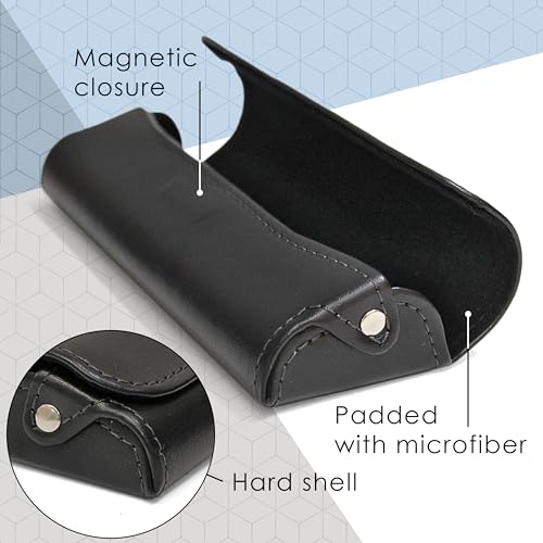 Image of Orsus Reading Glasses Hard Case, Premium PU Leather Horizontal Eyeglass Holder with Magnetic Closure for Women and Men