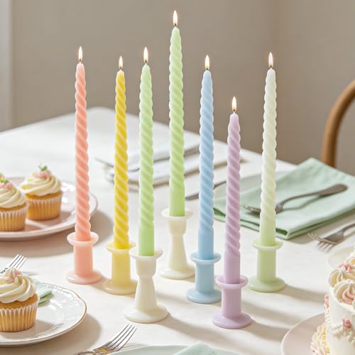 Whaline 12Pcs 10 Inch Cream Spiral Taper Candles...