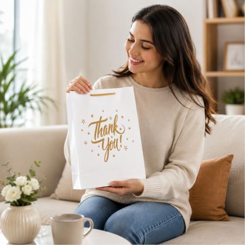 Image of Return gift bag (Thank you Bags) Paper Bags | Birthday Party Return Bag | Wedding Return Gift Bag - Medium size (9 x 12 x 3.5 inch) (White, Pack of 1 (10 bags))