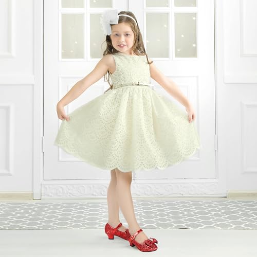 Image of PANDNAINJIA Girls Dress Shoes Toddler Heels Mary Jane Pumps | Little Big Kids Low Heel Flower Girl Bow Wedding Party Church Communion Princess Shoes