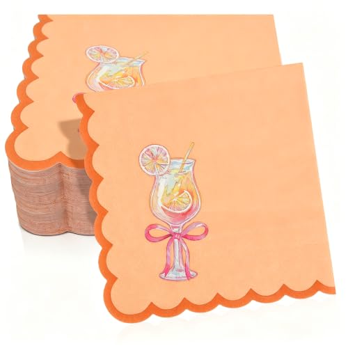 Love at First Spritz Cocktail Napkins, 50Pcs Orange Scalloped Paper Napkins - image 9