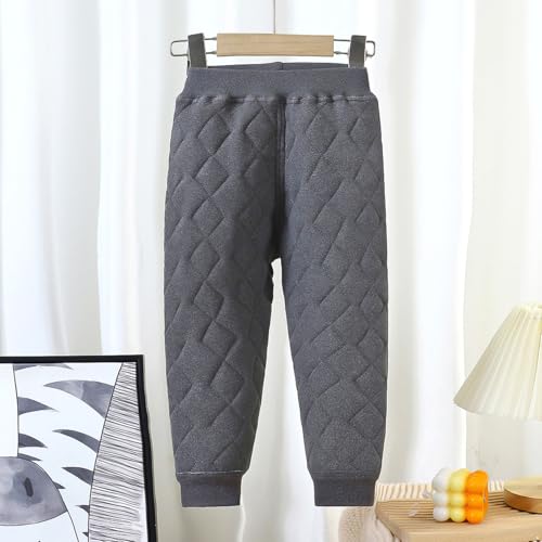 YiZYiF Kids Boys Girls Breathable Solid Color Padded Pants Elastic Waistband Quilted Trousers Sleepwear3