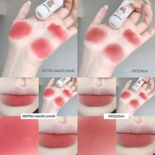 Image of Gege Bear Milk Velvet Lip Glaze,Milk-Infused Matte Lip Gloss for Soft,Smooth Lips,6 Shades with Plush Hydration,Long-Wearing Velvet Texture,Non-Sticky & Comfortable Formula(01# Naked Peach,2.5g)