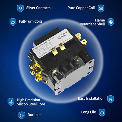 Flygeneral FLYGENERAL-30-W2 Hvac Motor Contactor,1 Pole Air Conditioner Contactor 30 Amp 24V Coil,Condenser Contactor Compressor Contactor thumb #4