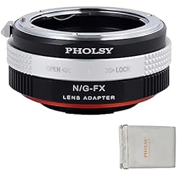 Montura Nikon G PHOLSY Adaptador de Objetivos con Apertura Anillo de Control para Lente de Montura Nikon F (G-Type) y Cuerpo de Cámara Fujifilm X Montura, X-H2S, X-Pro3, X-T5, X-T4, X-S20, X-S10, X-T30II, X-E4 etc.