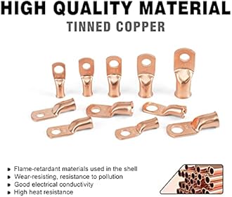 10pcs 2/0 Awg(00 Guage) - 3/8" (M10) Sanuke Wire Lugs Ring Terminal Connectors Ends, Heavy Duty Wire Connectors, Battery Cable Lug Wire Electrical Eyelets with 3:1 Dual Wall Adhesive Heat Shrink