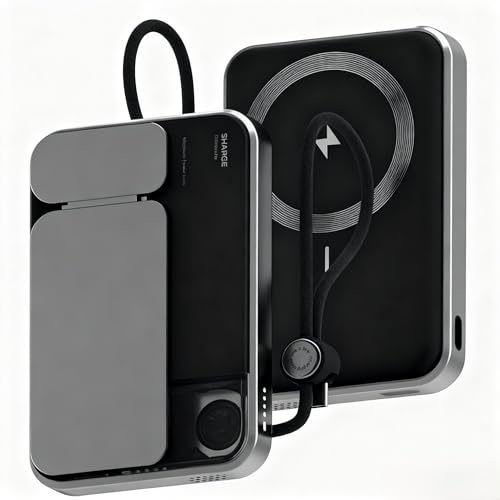 Image of sharge ICEMAG 3 External Battery for Magsafe Wireless, Qi2 25W Magnetic Power Bank 10000mAh with Active Cooling, Portable Quick Charge USB-C Charger 35W, Transparent RGB for iPhone 17 16 15