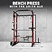 MegaChoice Smith Machine Home Gym, 2200lbs Squat Rack with LAT-Pull Down System & Cable CROS-Sover Machine, Power Cage Dual Pulley Systems with Smith Bar, Multi-Function Linear Bearing Machine