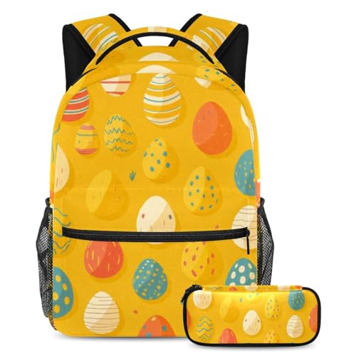 Sac à dos et trousse jaunes œufs de Pâques pour voyager avec style à l'école