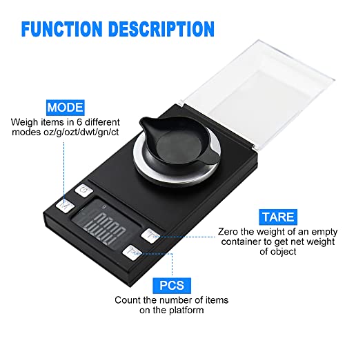 UNIWEIGH Milligram Scale 50g/0.001g,Precision Mini Carat Gram Scale for
