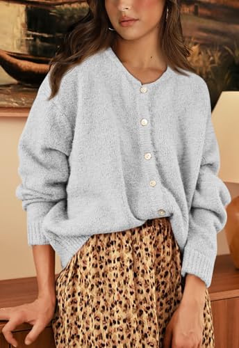 Image of PRETTYGARDEN Long Sleeve Crewneck Button Down Womens Sweaters Fall Open Front Chunky Cardigan Sweaters for Women 2026