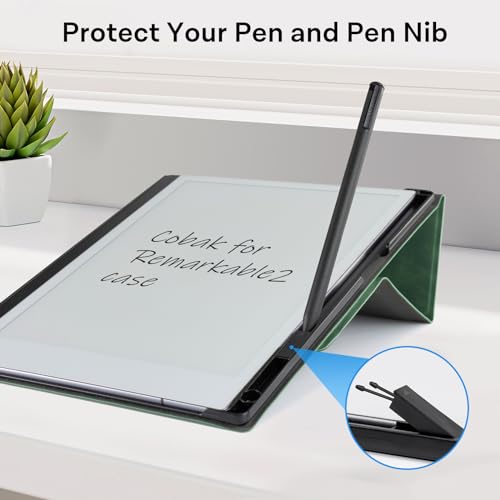 Image of CoBak Case for Remarkable 2 -with Pen Holder and Multi-Angle Foldable Stand Feature -Perfect Choice of Remarkable 2 Case with Pen Holder for The Remarkable 2 Paper Tablet (2020 Released) ***Emerald