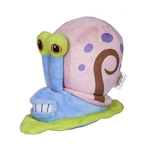 Nickelodeon Spongebob Squarepants Gary The Snail Figure Plush Dog Toy | 6 Inch Small Dog Toy for Spongebob Fans | Gary Snail Squeaky Dog Toy for All Dogs Made from Soft Plush Fabric
