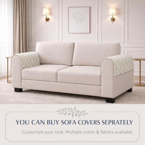 Image of STITCHNEST 'Verdant Ikat Stories' Sofa Armrest Cover | Elegant Jacquard Fabric, Washable & Durable for Modern Living (18 x 22 Inches)