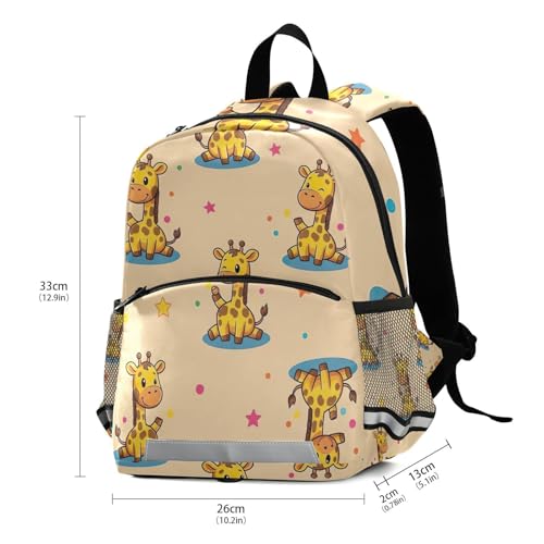 Cute Giraffes Beige Backpack for Toddler Boys Girls, Small Travel Back Pack Kids School Backpacks3