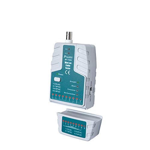 Pro'sKit Soluciones de herramientas MT 7058 Mini Lan Cable Tester RJ45, RJ 11/RJ 12, probador de cable BNC, detector de voltaje compacto y ligero un toque prueba detector sin contacto(MT 7058)