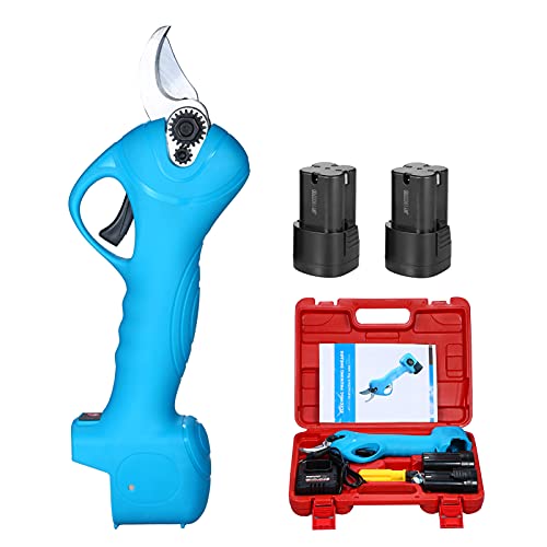 Weytoll Sécateur électrique professionnel avec kit de maintenance 25 mm Élagueur 16,8 V avec 2 batteries pour jardin, potager, branches - Bleu Cover