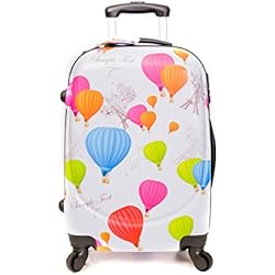 Maletas Tony Juveniles Maleta Grande Globos Blanca,76x48x28 cm con 4 Ruedas giratorias 360º, rígida con candado de combinación en el Lateral