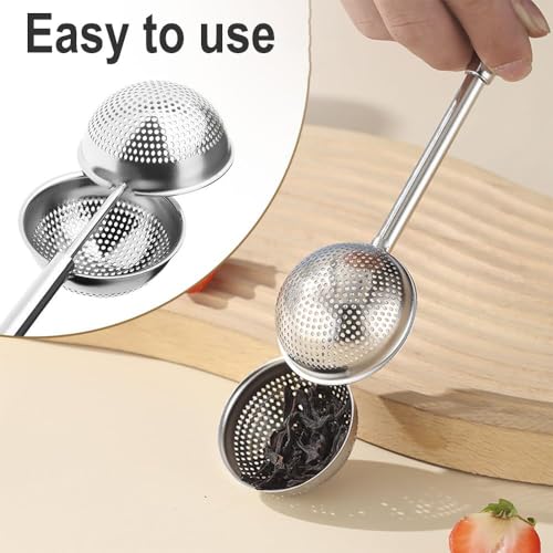 Teezange 2 Stück Teesieb für Losen Tee - Teaballs mit Teleskopgriff, Teeei 304 Edelstahl, Teezange, Tee Sieb, Tea Infuser, Edelstahl-Mehlsieb-Staubwedel - Zucker, Mehl, Gewürze, Kakaopulver (B)