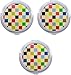 Stephanie Imports Set of 3 Double Sided Magnifying Round Compact Mirrors with Printed Insert (Colorful Checkered Pattern)