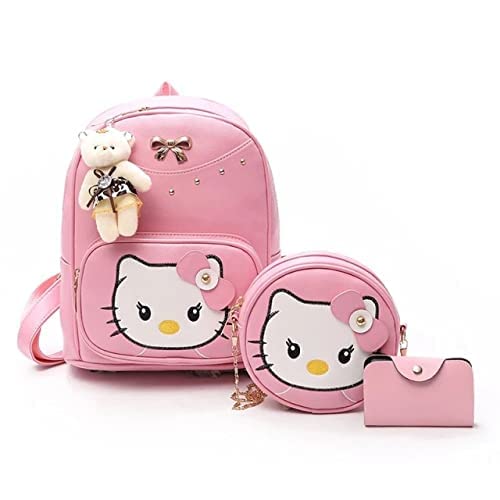 Anicks Fashion Girls 3-PCS Fashion Cute Stylish Leather Backpack & Sling Bag Set for Women