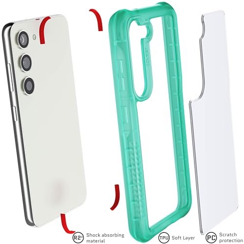 Image of Ghostek Covert Galaxy S23 Phone Case Clear with Military Grade Shockproof Protection, Non-Slip Grip, Protective Silicone Cover Designed for 2023 Samsung Galaxy S23 (6.1 inch) (Teal)
