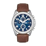 Relic by Fossil Men's Daley Multifunction Silver Stainless Steel and Brown Leather Band Watch (Model: ZR15794)
