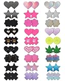 CICKEE Pasties Rave Pack, 27 Pairs Multicolor Nipple Covers Pasties Glitter Pasty Nipple Covering Stickers Thin Breast Petals Collection