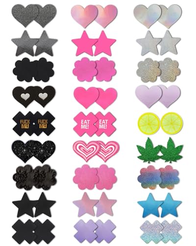 Pasties Rave Pack 27 Pairs Multicolor Nipple Covers Pasties Glitter Pasty