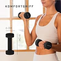 KG PHYSIO Neopren Hanteln Set - Inkl. Fitnessposter mit 32 Übungen, schweißabweisendes Kurzhanteln 2er Set aus Gusseisen, rutschfeste & griffige Fitness Gewichte für Frauen und Männer – Ansicht 3