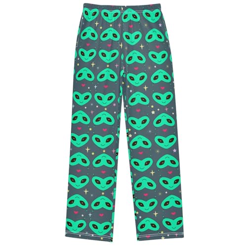 Boy's Pants Funny Alien Head Heart Foam Jogger Pants Elastic Waist Long Bottoms Trousers with Pockets 6-14 Years