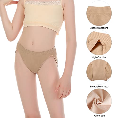 Nimoni 2 Pack Nude Ballet Dance Briefs For Women And Girls, Beige High Cut Cotton Dance Briefs Shorts Gymnastics Underwear #TOP2