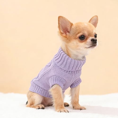 2 Pieces Dog Sweater for Small Dogs Chihuahua Clothes Spring Winter Cute Knitwear Turtleneck Thick Warm Clothes for Yorkie Cat Extra Small Dog Clothes (XX-Small) - Image 4