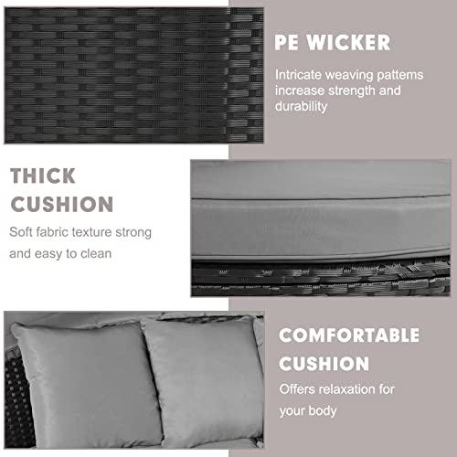 image for Crownland Outdoor Patio Canopy Bed Round Daybed with Washable Cushions