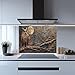 Moonlit Owl Glass Backsplash, Tempered Glass Backsplash, Copper Look Glass Backsplash Behind Stove, Glass Backsplash for Kitchen Wall, Easy to Install Stove Backsplash