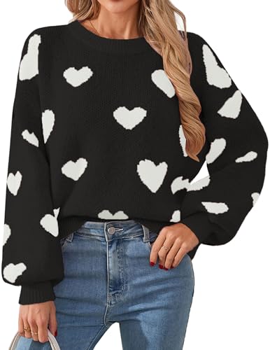Image of Libsorge Womens Valentine Heart Sweater 2026 Valentines Day Trendy Cute Oversized Long Sleeve Pullover Sweaters
