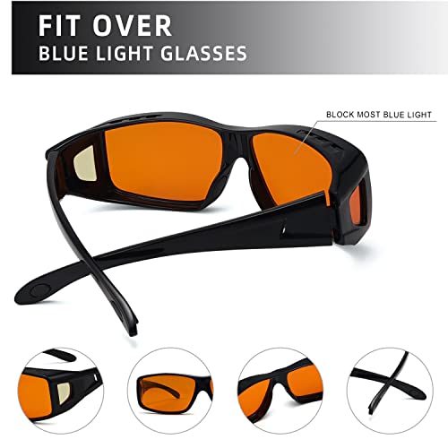 Image of Eyekepper 100% Blue Light Reduction,Fitover Anti-Blue Blocking Computer Glasses Amber Lenses Black