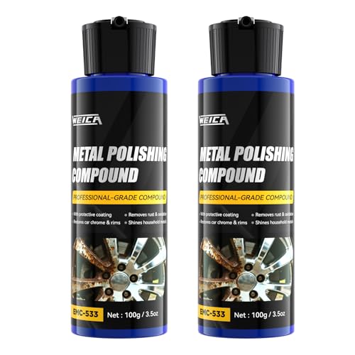 Metal Polishing Compound, WEICA Chrome Polish & Metal Restorer for Cars - Removes Rust, Oxidation & Tarnish from Aluminum, Brass, Stainless Steel - with Protective Coating