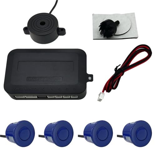 Aparcamiento asistido Kit Sensor Aparcamiento Coche 12V 22mm Universal Con 4 Zumbadores Radar De Marcha Atrás Alerta Sonora Sistemas Control Distancia Aparcamiento(Blue)