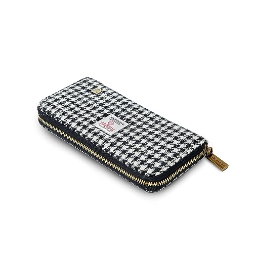 Islander HarrisTweed & PU Leather women’s long zip purse, Black and White, Carry Cash & card, Scottish Style4