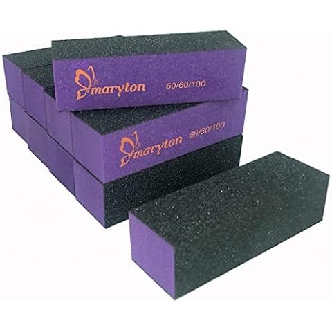 Maryton Nail Buffer Sanding Block Polisher Buffing File 60/100 Grit for Acrylic Nail Art Kit Manicure Tools 10 PCS (Black Purple) Cover