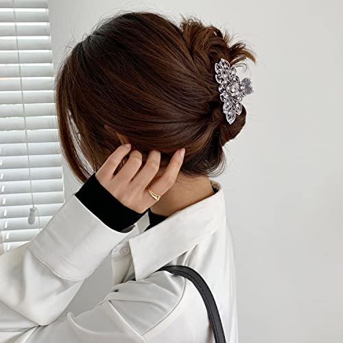 Linxuxie Large Claw Hair Clips 2Pcs For Women And Girls Metal Retro Style With Sparkly Glitter Rhinestones Banana Jaw Hair Clamps Strong Hold Nonslip Hair Accessories #TOP6